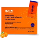 BeMe Liquid Multivitamins for Women - Advanced Liquid Delivery System with 13 Vitamins & 4 Minerals - Tear & Go Sachets, Non-GMO, Orange Flavor (30 Sachets)