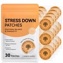 Stress Down Patches for Stress & Anxiety Relief, Cortisol Level Support for Women & Men, Plant-Based Calming Adhesive Balance Patch for Relaxation & Mood Support, Non-GMO, Vegan-Friendly 30 Patches