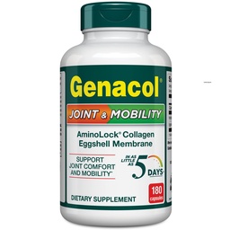Genacol Joint & Mobility – Eggshell Membrane & Collagen, 60-Day Supply | Natural Eggshell Membrane Supplement & Ultra-Hydrolyzed Collagen Peptides, Results in as Little as 5 days, 180 Capsules