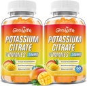 Citrate de potassium Gummies, supplément de potassium élevé Gummies 1200mg Support Crampes de jambe et santé musculaire, Gommies de potassium pour adultes et enfants, Vegan, Mango Flavor 120 Comte