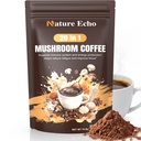 Nature Echo 20 in 1 Mushroom Coffee with Ashwagandha | Lion’s Mane, Reishi, Cordyceps & More - Low Caffeine Instant Coffee Powder for Focus, Energy, Immune & Gut Support | 2.5 Ounce | Sugar Free