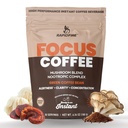 Focus Coffee Mushroom Blend, Nootropic Complex Coffee, Supports Alertness and Clarity, (Lion’s Mane, Cordyceps, Turkey Tail) Green Coffee Bean Instant Coffee for Focus & Gut Health, 30 Servings