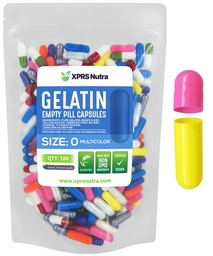 XPRS Nutra Size 0 Empty Capsules - 100 Count Empty Gelatin Capsules - Pills DIY Capsule Filling - Pure Bovine Pill Gel Caps for Do-It-Yourself Supplements (Multi Color)
