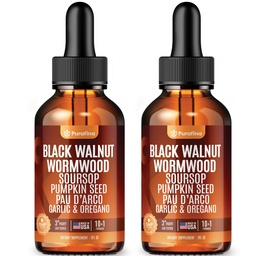 Wormwood Black Walnut Clove Cleanse Liquid Drops with SourSop, Pumpkin Seed, Pau D’Arco, Garlic & Oil of Oregano Hull Extract Herb Tincture Drops For Humans 98% Absorption Gut Digestive Health (2)