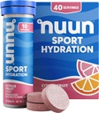 Tablettes électrolytiques Nuun Sport au magnésium, au calcium, au potassium, au chlorure et au sodium, sans gluten et végétalien, aux agrumes, 4 paquets (40 portions Total)