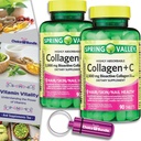 Spring Valley Highly Absorbable Collagen + Vitamin C Tablets Hair Skin Nail Health 2500 mg 90 Ct 2 pk (180 Total) + Vitamin Vitality & Pill Container (4 Items)!