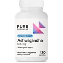 PureFormulas Ashwagandha 500mg, Adaptogenic Ashwagandha Supplements, Adaptogen for Stress Supplement, Relieves Stiffness Non-GMO 120 Capsules