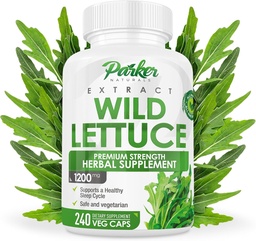 Parker Naturals Wild Lettuce Extract – Herbal Sleep Supplement 1200mg, 4:1 Concentrated, Vegan Capsules, Soothes Discomfort, 120 Servings, 240 Count