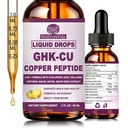 GHK-Cu Peptide Liquid Drops, Copper Peptide Supplement w/ Collagen & Biotin | Extra Strength Hyaluronic Acid, Support Skin Elasticity & Hair Growth, Superior Oral Ghk Cu Liquid Drops for Women & Men, 2Oz