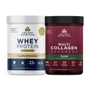 Ancient Nutrition Multi Collagen Advanced Peptides Powder Lean, Cinnamon, 25 Servings + Grass-fed Whey + Fat Loss Protein Powder, Vanilla Cinnamon, 18 Servings