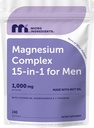 Magnesium Complex 15-in-1 for Men 1,000 mg Per Serving, 240 Softgels | Chelated Glycinate, Citrate, Malate & Taurate + Ashwagandha, L-Theanine & B6 for Stress & Sleep Support*, Made with MCT Oil