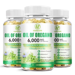 Oil of Oregano with Black Seed Oil, 6000mg Oregano Oil Capsules for Immune Support with High Carvacrol & Thymoquinone, Antioxidant, Non-GMO, Gluten Free, 450 Softgels