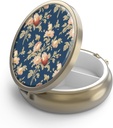 Pill Case Pill Box with Mirror Retro 3 Compartiment Petite Pill Case for Purse or Pocket Bronze Petite Pill Box or Vitamines, Huile de poisson, Suppléments, Pill Containe Travel Gifts( Floral de rose rétro)