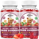 Iron Supplement Gummies for Kids - with Calcium, Zinc, Kids Multivitamin with Iron Gummies - Immune Support, Blood Builder & Energy Support for Iron Deficiency - 2 Pack Strawberry Flavour, 60 Gummies