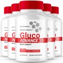 Gluco Advance Capsules, Premium GlucoAdvance Advanced Blood Formula Supplement Pills - Maximum Strength, All Natural Healthy Circulation & Stable Levels, Official Gluco Advance Reviews (5 Pack)