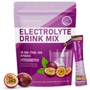 Electrolytes Powder Packets - Sugar Free, Naturally Flavored, 10 Electrolyte & Vitamins Electrolyte Drink Mix - Passion Fruit Flavors, Keto Friendly, Vegan, Non- GMO, 18 Packets