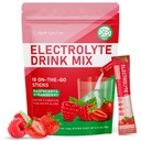 Electrolytes Powder Packets - Sugar Free, Naturally Flavored, 10 Electrolyte & Vitamins Electrolyte Drink Mix - Raspberry & Strawberry Flavors, Keto Friendly, Vegan, Non- GMO, 18 Packets