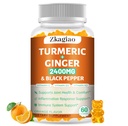 Ginger Turmeric Curcumin Supplement Gummies - 2400MG Turmeric and Ginger Supplement Vitamin D3 5000 IU, K2 (MK7) & Black Pepper, Turmeric Supplement for Bone, Immune & Digestive Support, 1Pack 60cts
