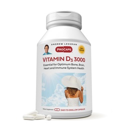 ANDREW LESSMAN ProCaps Vitamin D3 3,000 IU 60 Capsules | Cholecalciferol with Calcium & Magnesium to support calcium absorption. Small, easy-to-swallow capsules