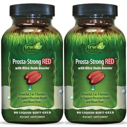 Irwin Naturals Prosta-Strong RED with Nitric Oxide Boosters, Saw Palmetto, Lycopene, Pumpkin Seed & More - Prostate Health Supplements for Men - 80 Liquid Soft-Gels (2 Pack)
