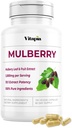 Organic Mulberry Leaf & Fruit Extract for Strong Gut, Heart Health, Antioxidant Support - 10:1 Ratio & 180 Veggie Capsules - Non-GMO, Gluten-Free, Vegan-Friendly Supplement