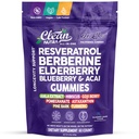 Clean Nutra Resveratrol Berberine Elderberry Blueberry Acai Gummies 60 Count Vegan Non GMO Lab Tested Polyphenol Gummy Blend in Resealable Bag by Clean Nutra Premium Formula for Daily Use
