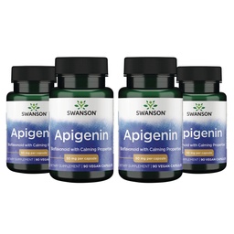 Swanson Apigenin-Bioflavonoïde Supplément Prostate Support naturel-Métabolisme et soutien de la santé nerveuse-Peut soutenir le sommeil et la relaxation 90 Caps, 50mg Chaque 4 Pack