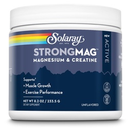 SOLARAY StrongMAG - Creatine Monohydrate Powder for Muscle Growth Support and Magnesium Malate for Cellular Energy Support - Unflavored Magnesium Powder - Vegan and Gluten Free - 30 Servings, 8.2 OZ