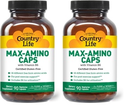 Country Life Maxi-Amino with 16 Free Form Amino Acids, 90 Vegetarian Capsules, Certified Gluten Free, Certified Vegetarian (Pack of 2)