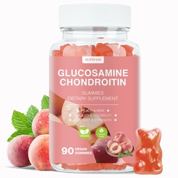 Glucosamine Chondroitin Gummies - 3000MG Extra Strength Joint Support Supplement with MSM & Elderberry, Flexibility, Antioxidant Immune Support Gummy for Adults, Men & Women - 90 Peach Gummies