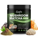 Mushroom Coffee,10 Adaptogenic Mushrooms With Matcha Powder MCT Oil, Hydrolyzed Collagen, Instant Coffee with Lion's Mane, Chaga, Cordyceps, L-Theanine for Energy, Focus, Digestion and Immunity, 160G