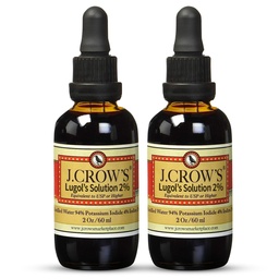 Solution d'iode de J.CROW'S® Lugol 2% 2 oz (2 bouteilles) – Iodine et iodure de potassium de qualité supérieure, extrait naturel de saumure liquide, sans gluten et sans alcool, sans expire