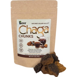 Sayan Sibérie Pure Raw Chaga Mushroom Chunks with Black Top Crust 4 Oz / 113 g – Thé antioxydant de qualité supérieure pour le soutien immunitaire, le focus et la santé digestive - Non-OGM