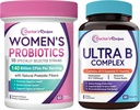 Doctor's Recipes Probiotics for Women + Ultra Vitamin B Complex Bundle, 140 Billion CFU Probiotics with Organic Prebiotics, 10 Strains, Plus All 8 Essential B Vitamins with B12 Methylcobalamin, Daily