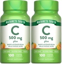 Nature's Truth Vitamin C with Rose Hips and Bioflavonoids | 500mg | 100 Caplets | Vegan, Non-GMO & Gluten Free (Pack of 2)
