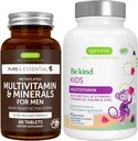 Multivitamin & Minerals for Men + Advanced Kids Multivitamin Gummy Vegan Bundle, with Methylated B-Vitamins, Vitamin A, C, D3 & E, Clean Label, 60 Tablets + 90 Berry Flavor Gummies, by Igennus