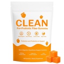 Clean Prebiotic Fiber Gummies for Men - Peach Flavor, Pre+Probiotic Fiber Gummies, Gut Balance, Digestive Support & Daily Clean Confidence, Cleaning Support Gummy 60Gummies