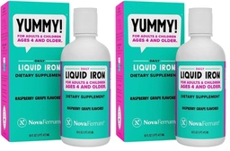 NovaFerrum Yummy 16 Fl Oz | Liquid Iron Supplement for Ages 4 & Up | 18mg of Iron/Tbsp | Gluten Free | Sugar-Free | Raspberry Grape (Pack of 2)