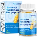 Nattokinase 12,000 FU & Serrapeptase 360,000 SPU Liposomal Capsules – Enzyme Complex with Inulin, Bromelain, Papain, Curcumin, Vitamin C & B6 – Microbeadlet Technology, Vegan, 60 Count
