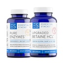 Essential Stacks Beat Bloating Bundle - Digestive Enzymes (60 ct) & Betaine HCL with Pepsin (120 ct)