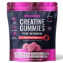 Bold Buns Creatine Monohydrate Gummies for Women – 5g Creatine Per Serving – Sugar Free, Vegan, Non-GMO, Gluten Free – Muscle Support, Workout Recovery & Energy Support – 60 Gummies (Sour Strawberry)