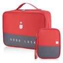 2 x Empty First Aid Bag, Waterproof First Aid Box, Portable Sports Medical Bag, Empty First Aid Box, First Aid Kit for Travel Camping Home (2 Sizes), red, Formal