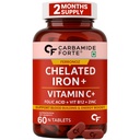 Carbamide Forte Chelated Iron Supplement for Women | Folic Acid Tablets for Pregnancy | 60 Veg Iron Tablets for Women for Hair Growth with Iron Bisglycinate