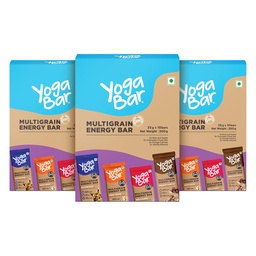 Yogabar Multigrain Energy Bars, 30 Bars | Healthy Diet with Fruits, Nuts, Oats and Millets | Gluten Free and High Protein | Packed with Chia and Sunflower Seeds
