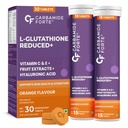 Carbamide Forte Japanese Reduced L Glutathione Supplements Effervescent Tablet 600mg | L Glutathione Tablets for Skin Whitening with Vitamin C, Hyaluronic Acid, Blue Berry Extract, Goji Berry Extract, Grape seed Extract, Vitamin E, Lycopene, Astaxanthin, Biotin & Selenium - 15 Tablets ( Pack of 2 )