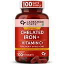Carbamide Forte Chelated Iron Supplement for Women | Folic Acid Tablets for Pregnancy | 100 Veg Tablets for Hair Growth with Iron Bisglycinate