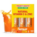 Fast&Up Charge Natural Vitamin C - 60 Effervescent Tablets, Amla Extract + Zinc for Daily Immunity | Helps to boost & Strengthens Collagen for Healthy Skin, Hair & Nails- Orange Flavour