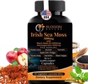 10-en-1 Mer d'Irlande Moss Veggie Caps 3000mg Black Seed Oil Ashwagandha Bladderwrack Burdock Ciseaux Turmeric Apple Cider Vinegar Manuka Honey Dandelion Black Pepper - Fabriqué aux États-Unis (Veggie Caps, non aromatisé)