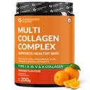 Carbamide Forte Multi Collagen Supplements for Women & Men | Multi Collagen powder with All 5 Types of Peptides Included - TYPE I, II, III, V, X | Orange Flavour - 200g
