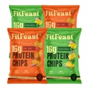 FitFeast Protein Chips - Variety Pack of 4 | 2 x Peri Peri and 2 x Cream Onion | 16g Plant Protien Per 60g Pack | Baked, Not Fried | Multigrain Protein Snacks | As Seen on Shark Tank